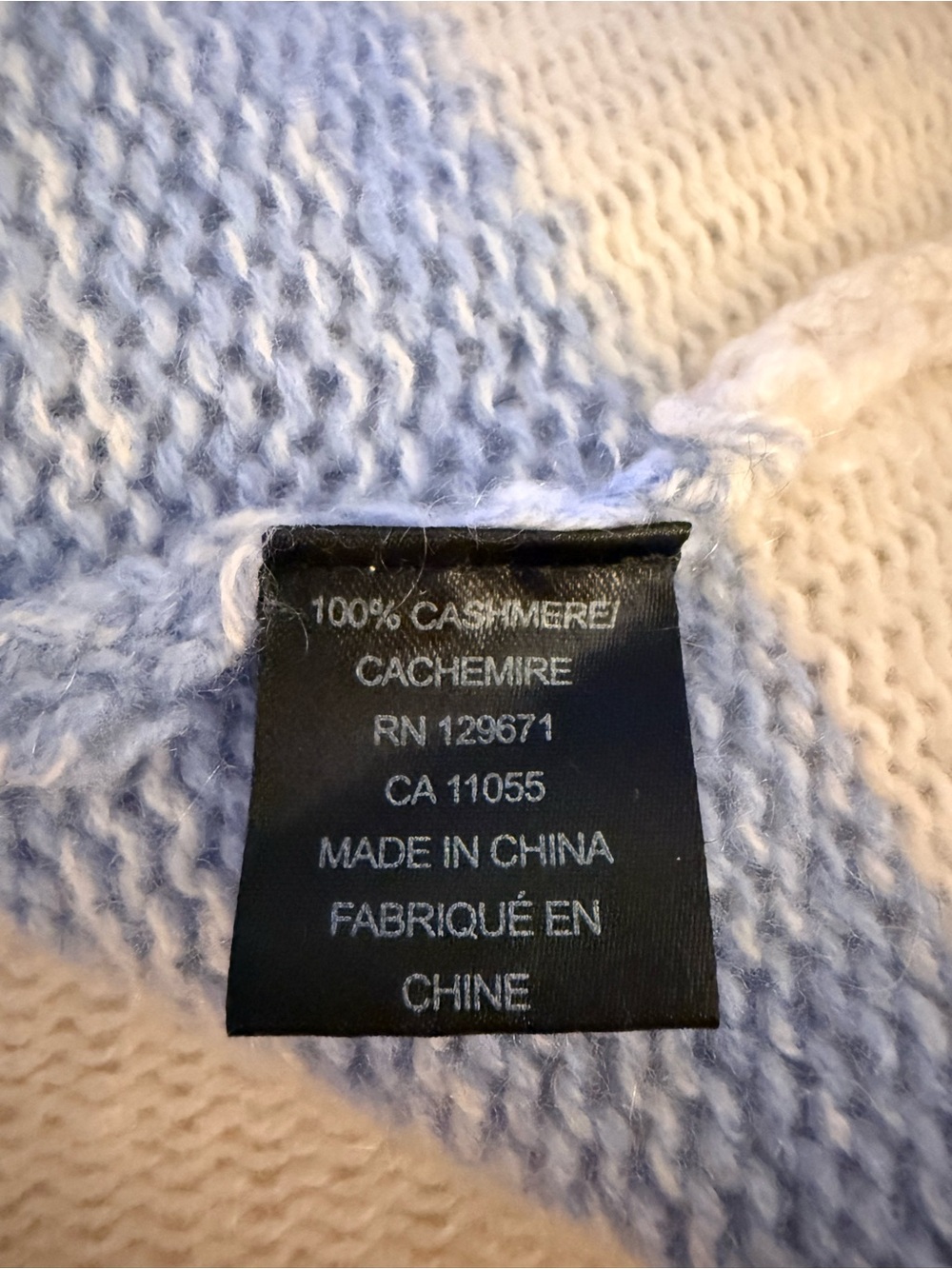 Skull Cashmere Crewneck Sweater in Light Blue, Gray & Cream with Graphic - Picture 11 of 15